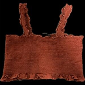 Kendall & Kylie Brick Red Ruffle Crop Top